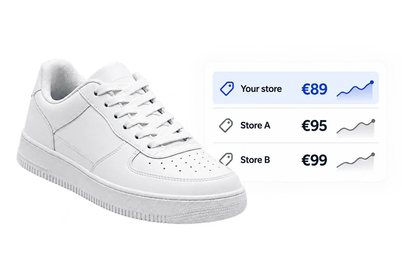 Comparație de preț pentru un sneaker alb în trei magazine