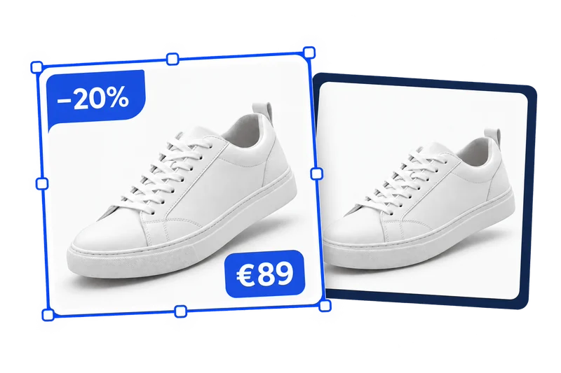 Un sneaker în două imagini pentru reclame de catalog
